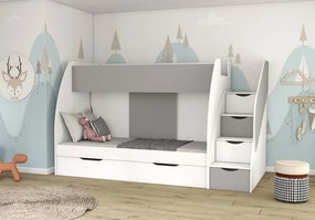 Detská poschodová posteľ MARTIN - 200x80 cm - biela/sivá