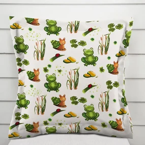 Biante Detská bavlnená obliečka na vankúš s lemom Sandra SA-609 Žabky a slimáky na bielom 50 x 60 cm