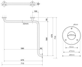 Sapho Sapho, HANDICAP madlo do sprchy 670x670mm, nerez lesk, XH544