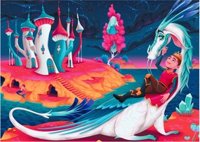 Obraz - Princ a dračia princezná (70x50 cm)