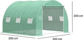 Záhradný fóliovník BestBerg BBGT‑6G / 6 m² / 3 × 2 × 2 m / zelená