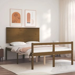 Rám postele s čelom medovohnedý 4FT6 dvojlôžko masívne drevo 3195459