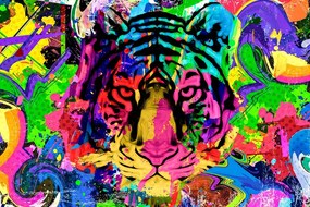 Samolepiaca tapeta farebná hlava tigra