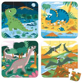 Puzzle v kufríku 4v1 - Dinosaury - 6-9-12-16 ks