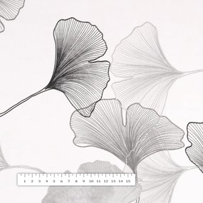 Biante Bavlnený záves Sandra SA-512 Sivo-biele ginkgo listy na bielom 140x250 cm
