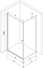 Mexen Pretoria, sprchovací kút 100 (dvere) x 90 (stena) cm, 6mm šedé sklo, chrómový profil + biela sprchová vanička, 852-100-090-01-40-4010