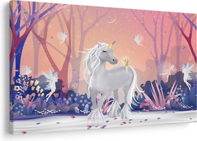 Obraz - Jednorožec v magickom lese (90x60 cm)