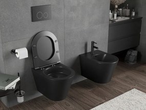 Mexen Rico, závesná WC misa 490x360x370 mm, Rimless Tornádo, čierna matná, 3372XX85T