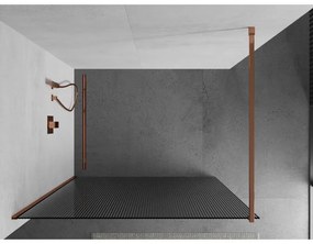 Mexen Kioto, sprchová zástena 80x200 cm, 8mm sklo s rebrovým vzorom, profil ružové zlato, 800-080-101-60-09