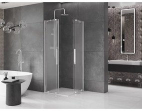 Mexen Velar Duo, sprchový kút s posuvnými dverami 90 x 90 cm, 8mm sklo námraza, chrómová, 871-090-090-32-01