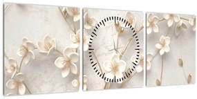 Obraz - Zlatý kvet - abstraktné (s hodinami) (90x30 cm)