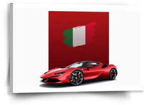 Sablio Obraz Ferrari Talianska vlajka na červenom bloku - 60x40 cm