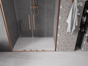 Mexen Velar Duo, posuvné dvere do otvoru 140x200 cm, 8mm číre sklo, medená matná, 871-140-000-02-65