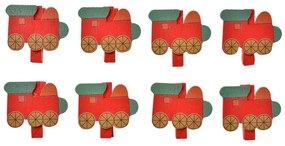 Set 8ks malý drevený kolíček s mašinkami - 4*1*3 cm