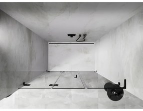 Mexen Lunar-F, L skladacie ľavé sprchové dvere 110 cm, číre sklo, čierny profil, 836SL-110-050-70-00-L