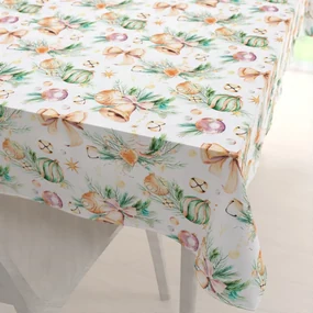Biante Vianočný dekoračný obdĺžnikový obrus PML-039 Banky a zvončeky 80x120 cm