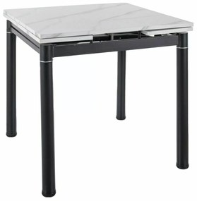 Rozkládací jídelní stůl Franklin 80/131 cm mramor bílý/černý mat