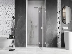 Mexen, Mexen Lunar pravé otočné sprchové dvere 120 cm, transparentné, biele - 834-120-000-20-00-P