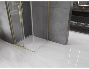 Mexen Velar L, sprchový kút s posuvnými dverami 90 x 90 cm, 8mm číre sklo, zlatá matná, 871-090-090-03-55