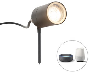 Inteligentné moderné bodové svietidlo na zem s antracitom IP44 vrátane wifi GU10 - Solo