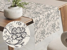Biante Dekoračný behúň na stôl Leona LN-014 Popínavé kvety na režnom 20x160 cm