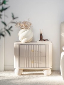 Súprava nočných stolíkov Vesper 56 cm - kašmír / zlaté úchytky / guľové nohy