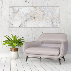 Obraz bielej mandaly (120x50 cm)
