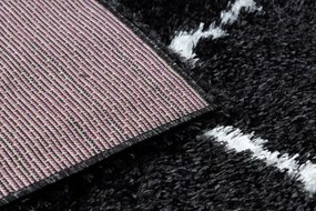 Koberec FLUFFY 2373 shaggy kratka, trellis - antracit / biely