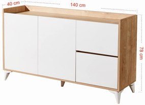 Komoda Tuvantille 32 (dub zafírový + biela). Akcia -17%. Vlastná spoľahlivá doprava až k Vám domov. 1127520