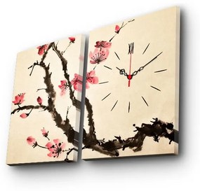 2 dielne dekoratívne nástenné hodiny Tree krémovo-ružové