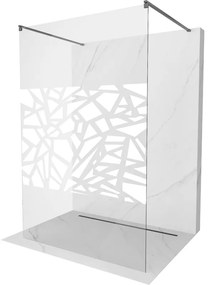 Mexen Kioto, sprchová zástena Walk-In 140 x 200 cm, 8mm číre sklo biely vzor, grafitový profil, 800-140-002-66-85