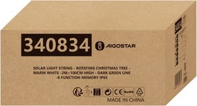 Aigostar - LED Solárna vianočná dekorácia LED/0,59W/3,7V 100 cm IP65 teplá biela