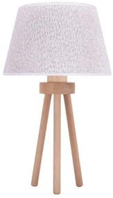 Duolla - Stolná lampa BOUCLE 1xE27/15W/230V pr. 28 cm biela/drevo