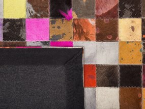 Kožený koberec 200 x 200 cm viacfarebný ENNE Beliani