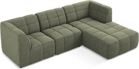 Zelená rohová pohovka z textílie buklé (pravý roh/s leňoškou) Aloha – Makamii