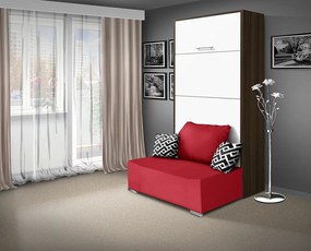 Nabytekmorava Sklápacia posteľ s pohovkou VS 21058P 200x90 farba pohovky: Červená, Typ farebného prevedenia: Orech lyon / dvere biele LESK