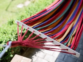 Farebná hojdacia sieť s vankúšom HAMAK pre 2 osoby 190x150 cm