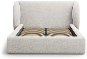 Svetlosivá čalúnená dvojlôžková posteľ s úložným priestorom s roštom 160x200 cm Miley – Micadoni