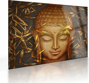Sklenený obraz - Zlatý Budha (70x50 cm)