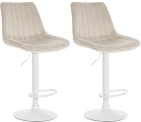 2x Barová stolička Toni - zamat, biely rám Krémová