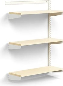Nástenný regál RELY, prídavná sekcia, laminátové police, 1221x900x300 mm, biela/buk