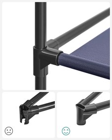 Veľká látková skriňa, 2 závesné tyče, 9 políc, 175x150x45cm, tmavo modrá