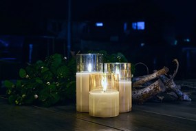 DECOLED LED svíčka ve skle, 7,5 x 12,5 cm, zlatá