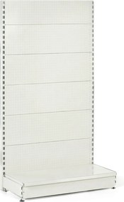 Predajný regál jednostranný, perfo steny, 1900 x 1000 x 450 mm, základná, biela
