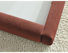 Oranžová čalúnená dvojlôžková posteľ s úložným priestorom s roštom 160x200 cm Vernon – Bobochic Paris