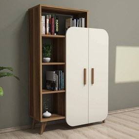 Könyvespolc Form - Walnut, Cream