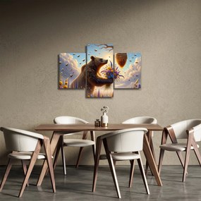 Obraz - Medveď a včielky (90x60 cm)