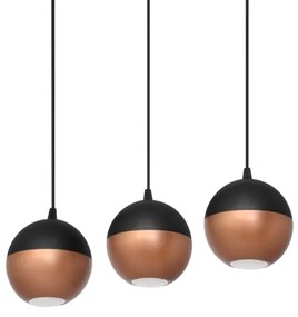 LED Luster na lanku MIDWAY 3xGU10/4,8W/230V čierna/medená
