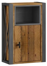 furniture-nabytek.cz - Masívna nástenná skrinka Detroit z recyklovanej borovice a kovu, lakovaná, hnedá – 40×20×60 cm