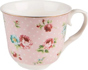 Ružová porcelánová šálka s tanierikom Laverne - Ø 15*8 / 250 ml